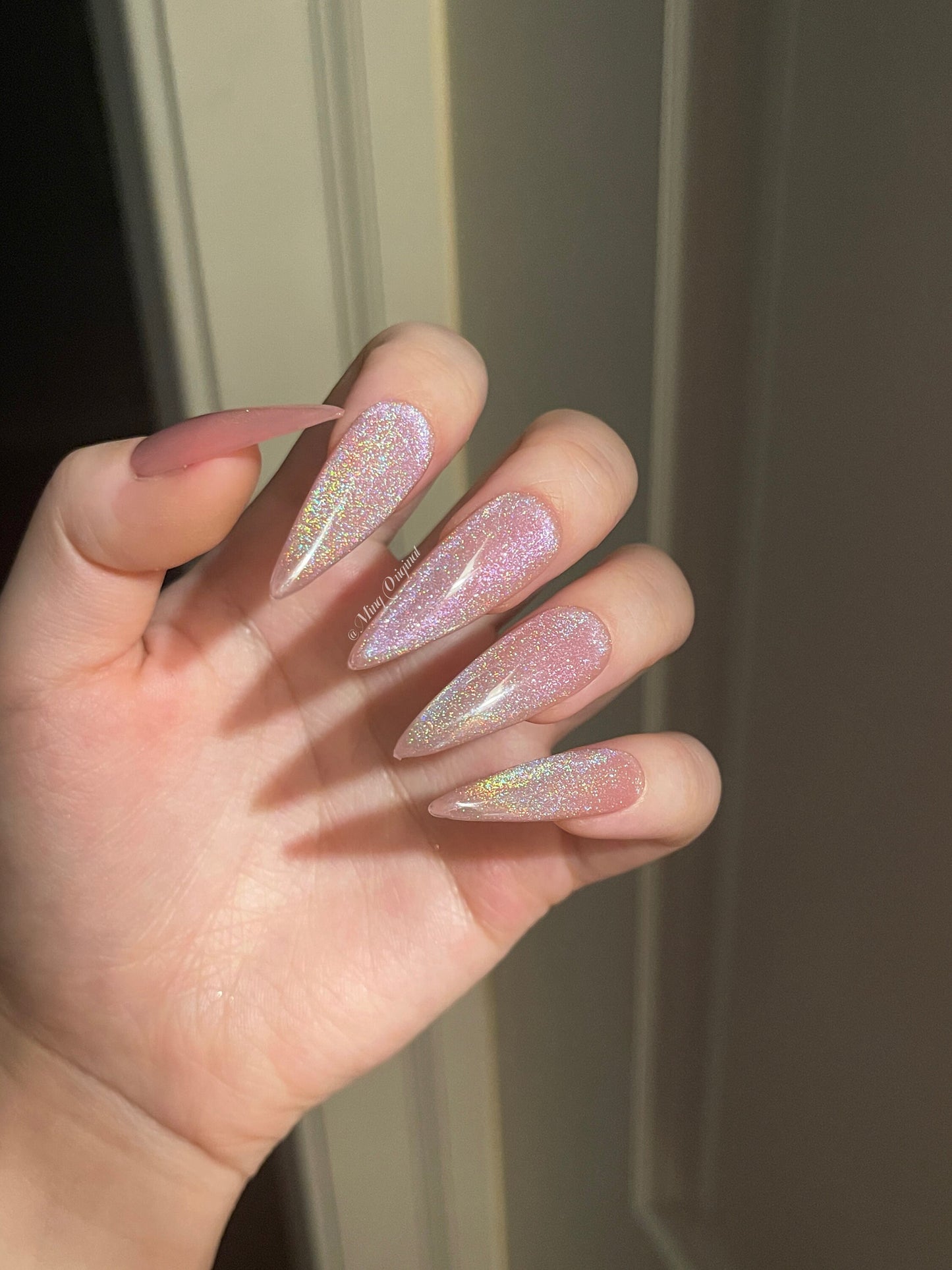 Universal Rainbow Cat Eye Nails Holographic Magnetic Cotton Candy press on nails, reuse nails, jelly fake nail, sparkly Christmas nail