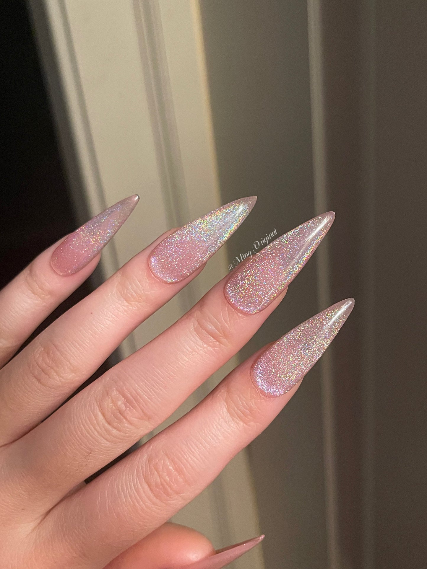 Universal Rainbow Cat Eye Nails Holographic Magnetic Cotton Candy press on nails, reuse nails, jelly fake nail, sparkly Christmas nail